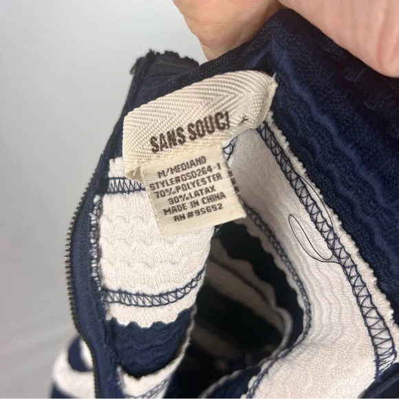 San Souci Navy & White Striped Strapless Mini Dress Size M - Picture 8 of 9